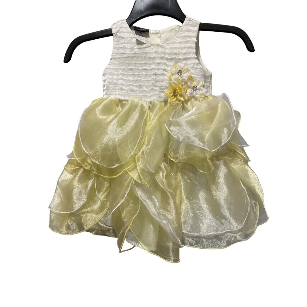 Holiday Editions Toddler 2T‎ Layered Holiday Dress, White/Yellow